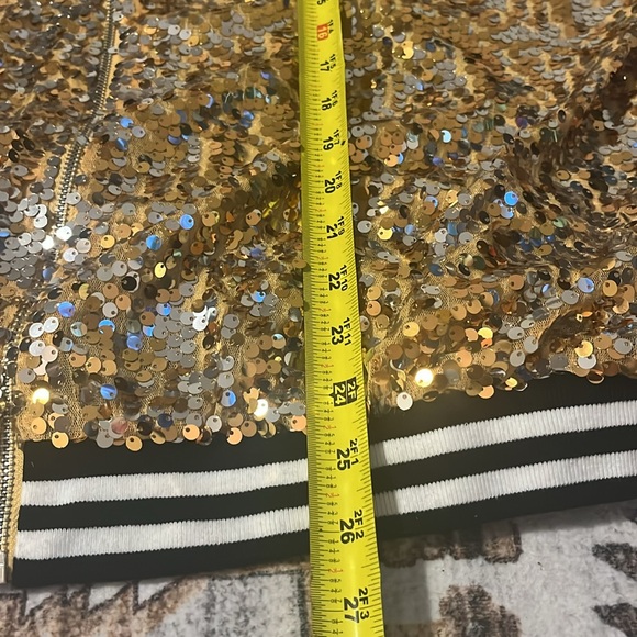 Sequin Bomber Varsity Zip-Up Jacket Women Sz XXL 20-22 - Picture 9 of 10